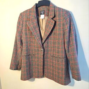 Vintage Southern Lady Women's Plaid Blazer - Red, Green, Black